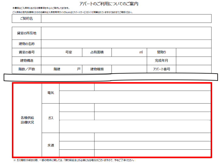 【ご購入者様決定】L'Appartement About the contract and cancellation procedures for the utilities
